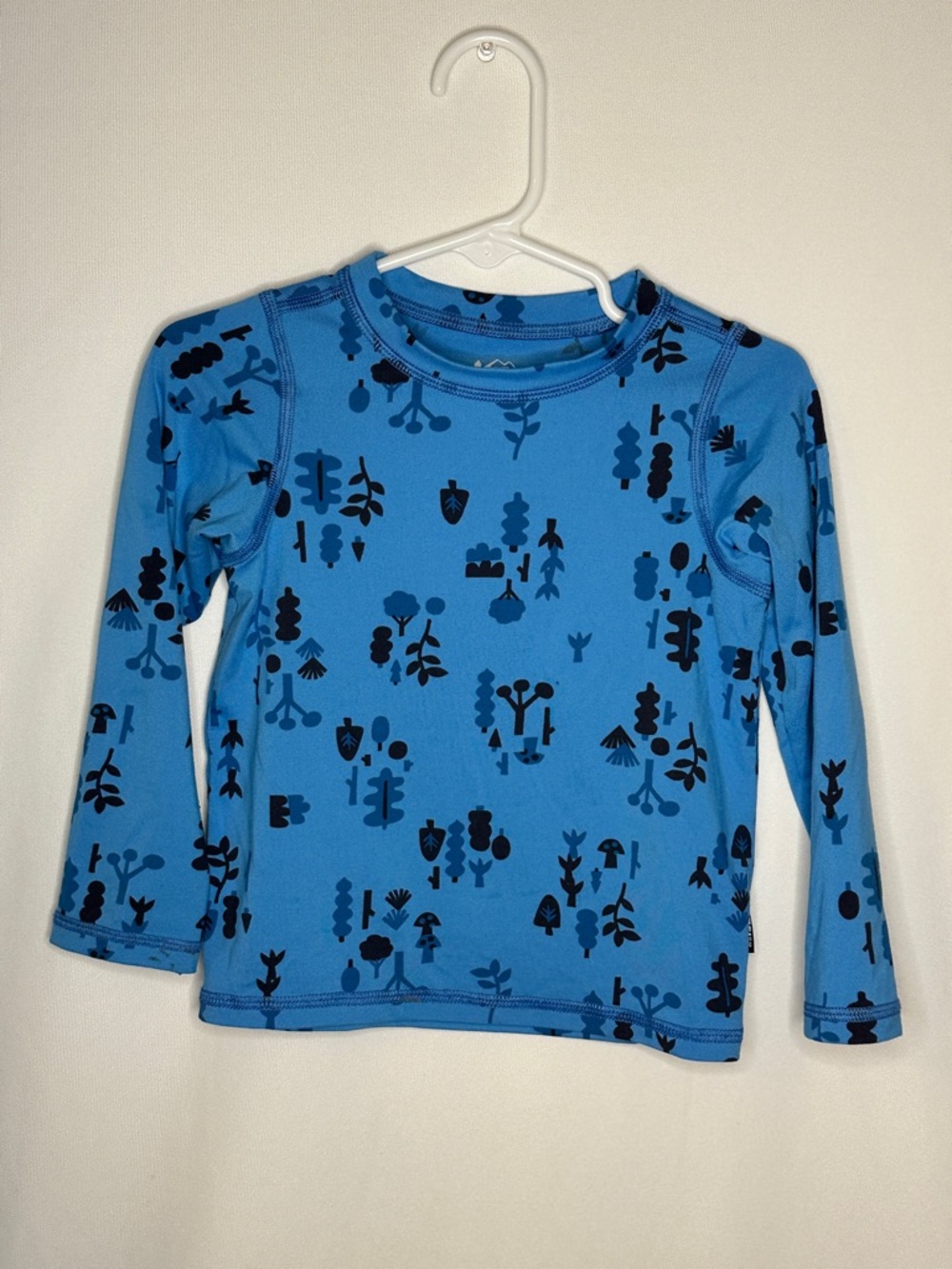 REI Blue Long-Sleeve Base Layer with Navy Nature Print